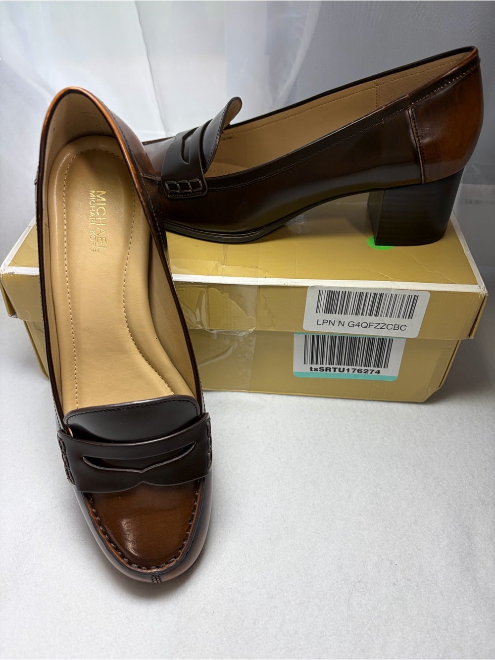 8.5 MICHAEL Michael Kors brown Frances flex loafer pump luggage ombre burnished
